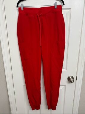 Mandala Candy Red 7-Pocket Jogger Scrub Pants